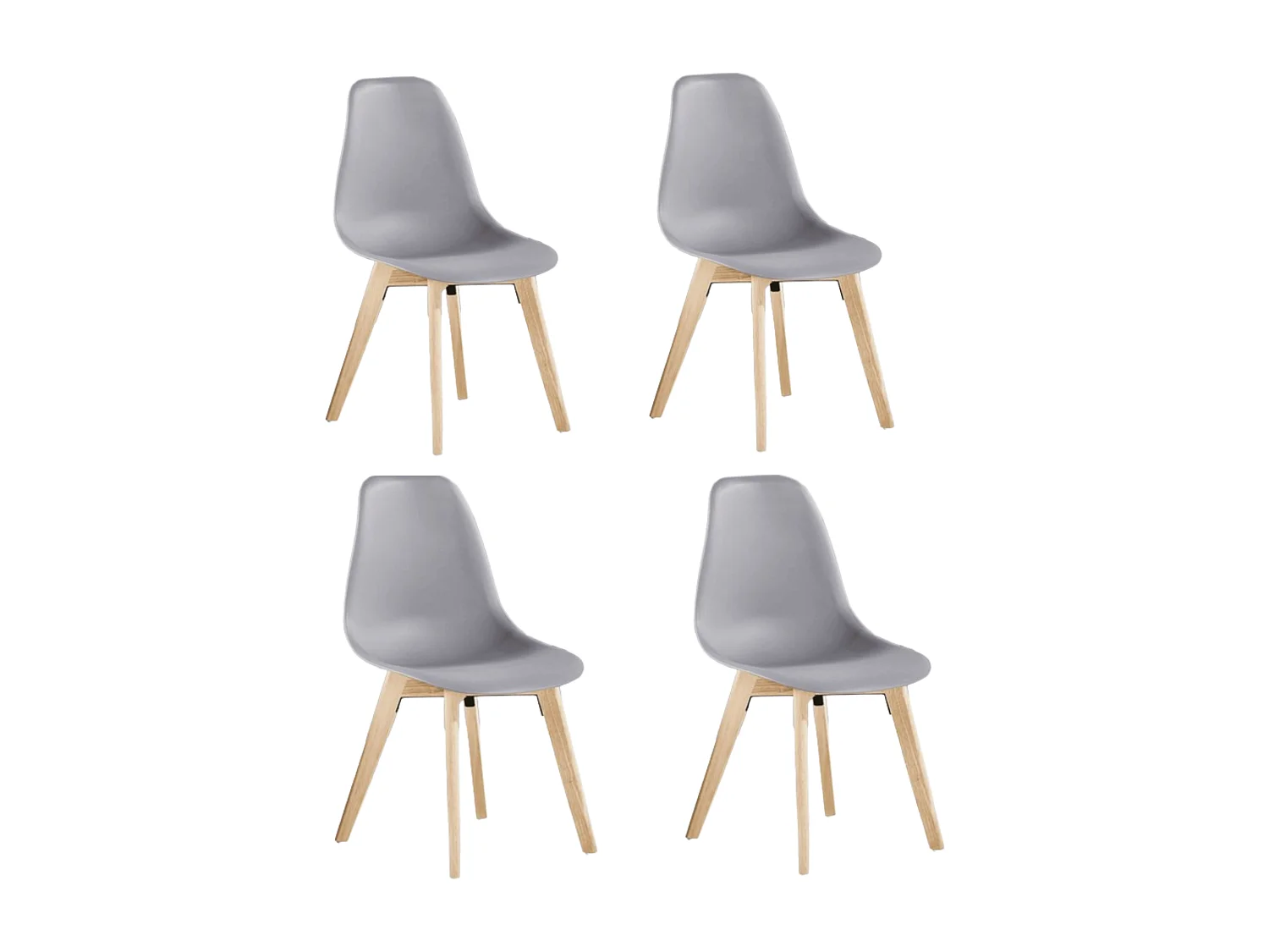 Lot de 4 chaises en plastique Ghost - Pieds en bois - Blanc