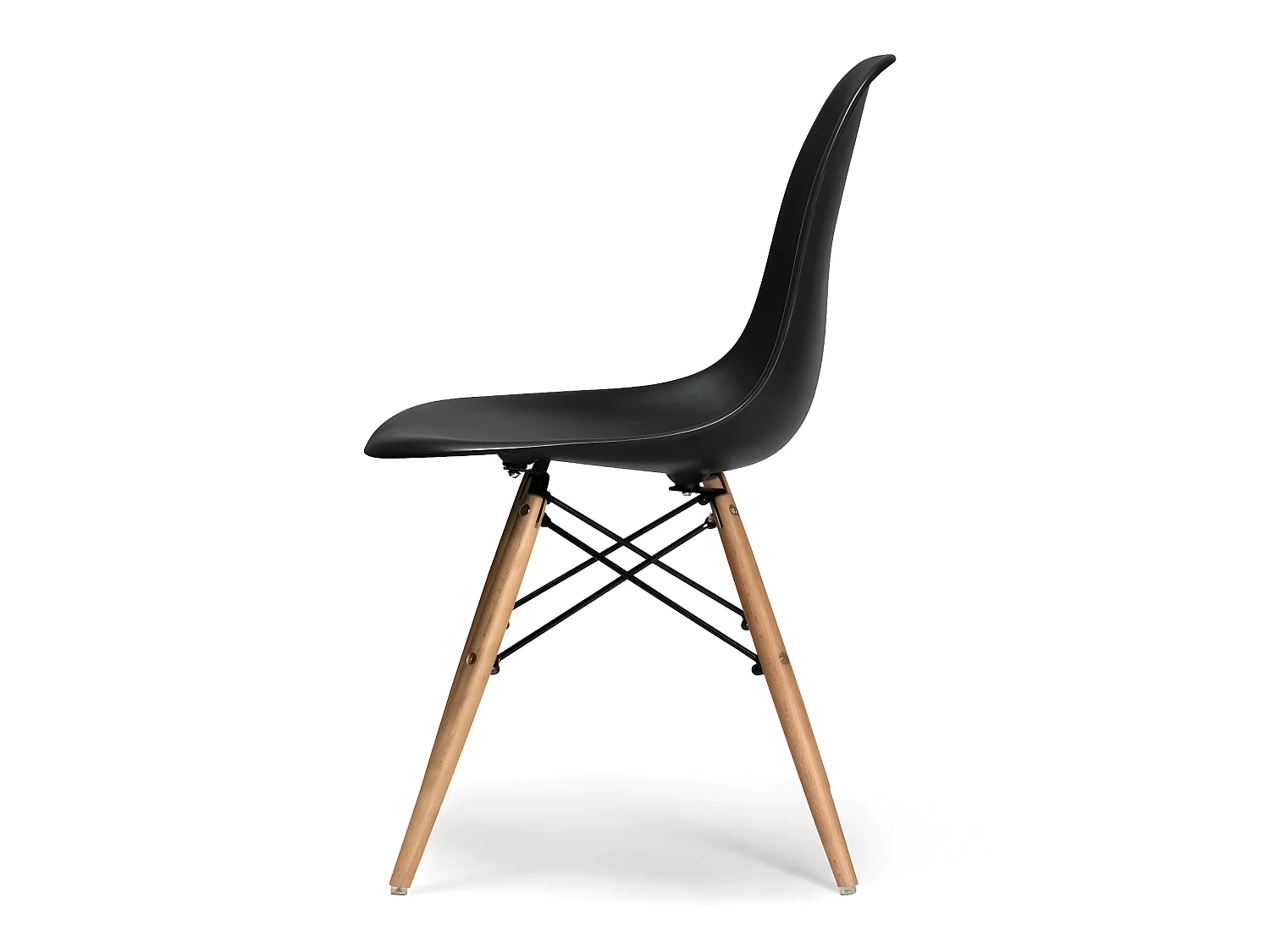 Lot de 4 chaises en plastique Ghost - Pieds en bois - Blanc