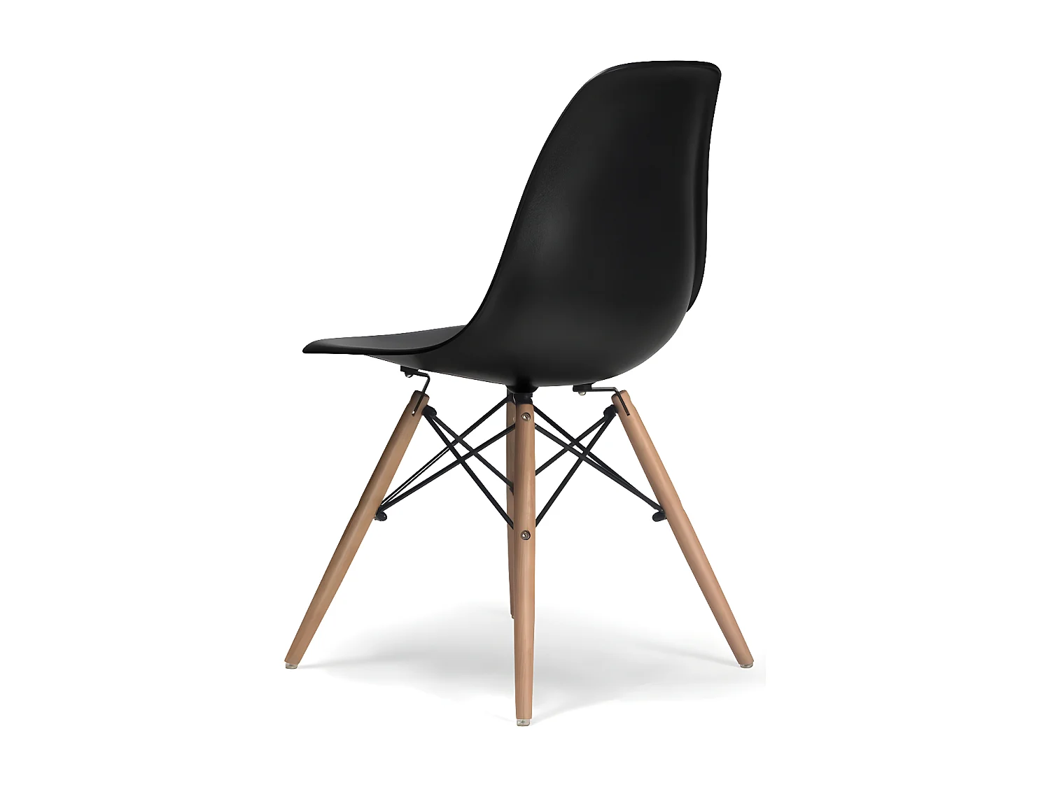 Lot de 4 chaises en plastique Ghost - Pieds en bois - Blanc