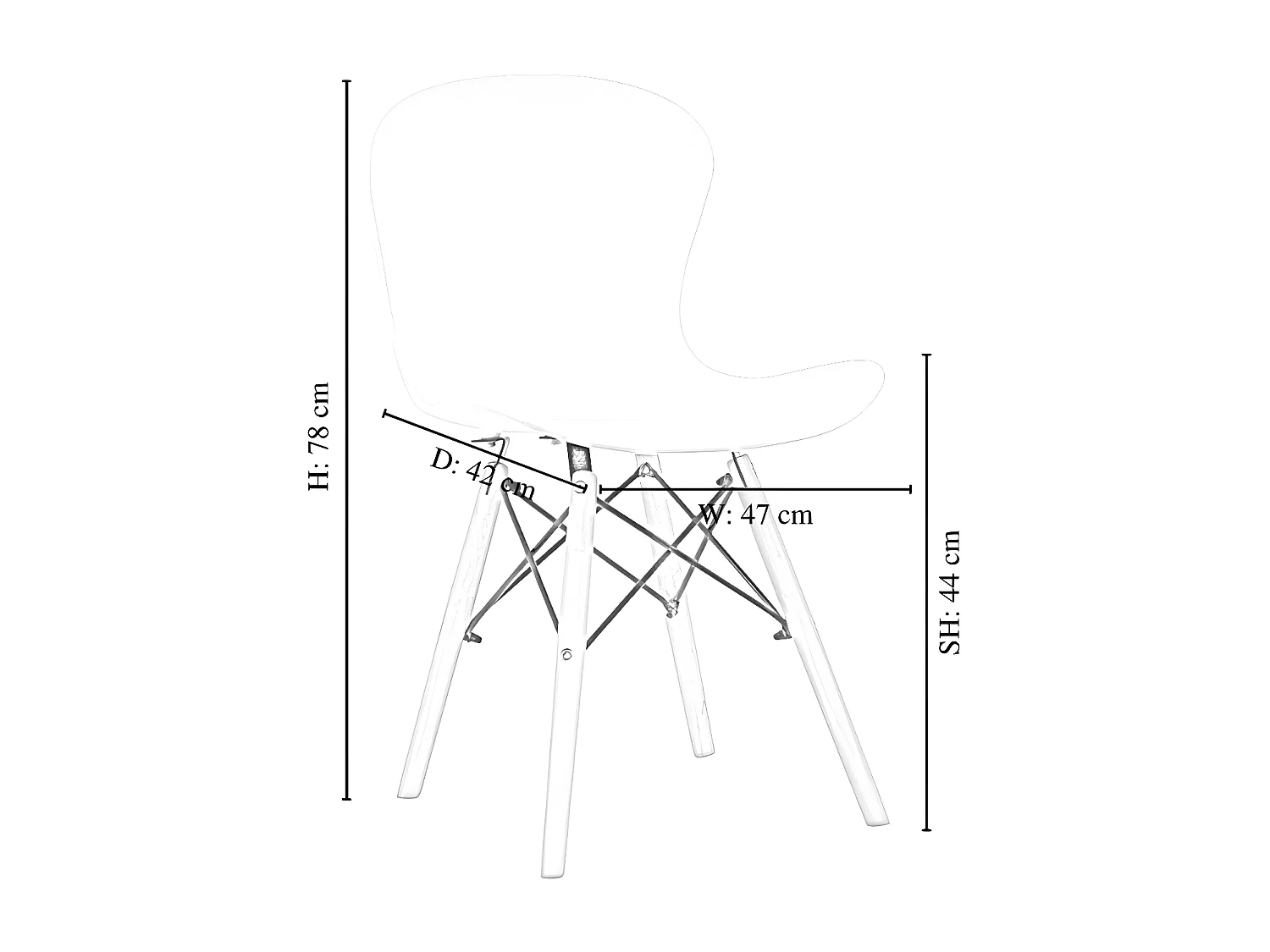 Lot de 4 chaises en plastique Ghost - Pieds en bois - Blanc
