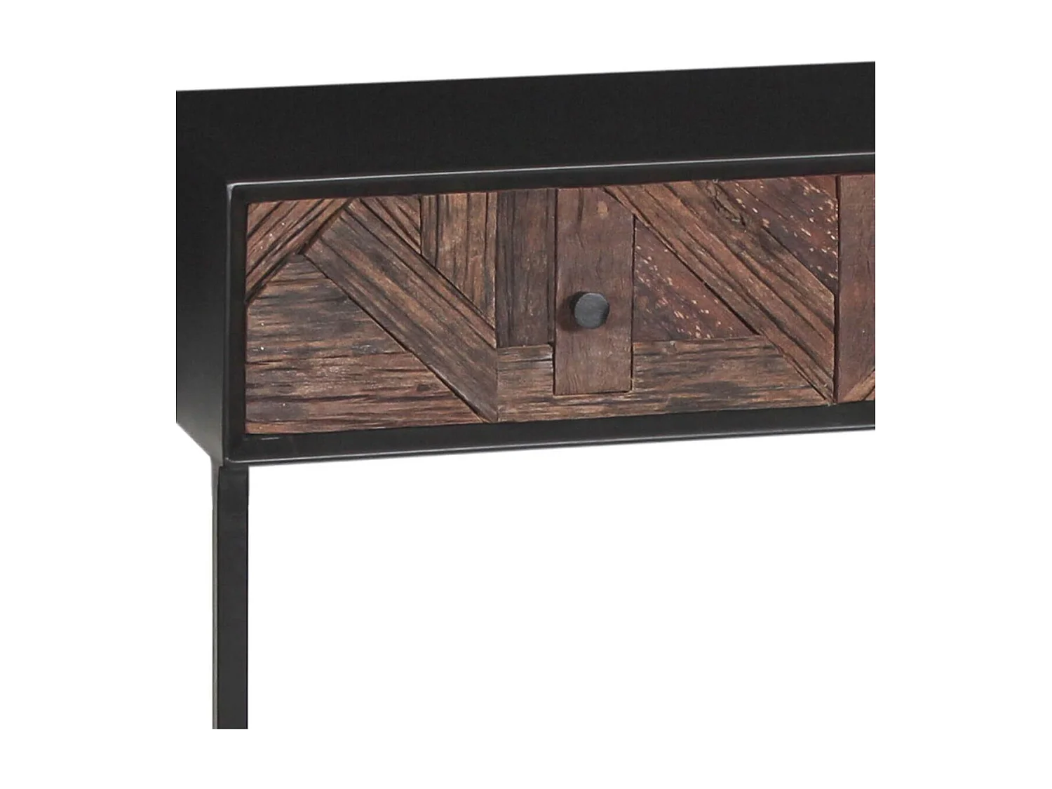 JORDAN - Console 2 Tiroirs en Métal Noir et Bois Recyclé