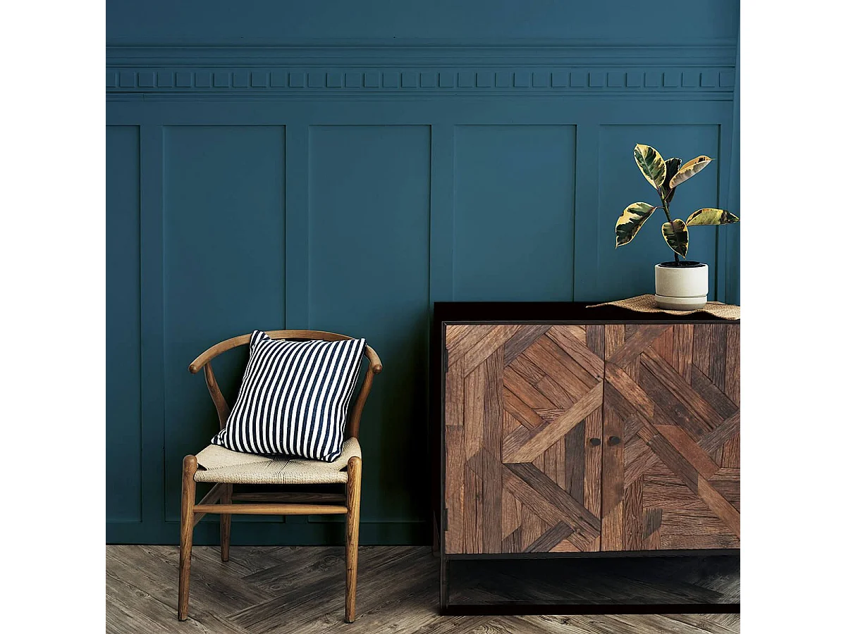 JORDAN - Meuble de Rangement 2 Portes en Métal Noir et Bois Recyclé