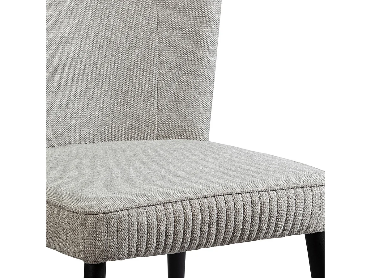 MAURINE - Tabouret de Bar Tissu Gris Clair Chiné Pieds Métal Noir Mat