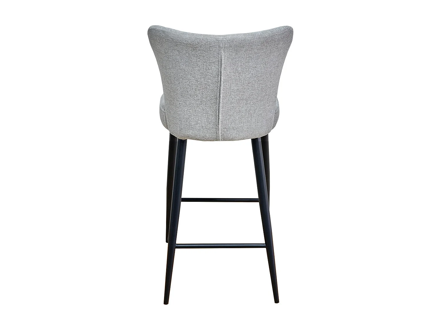 MAURINE - Tabouret de Bar Tissu Gris Clair Chiné Pieds Métal Noir Mat