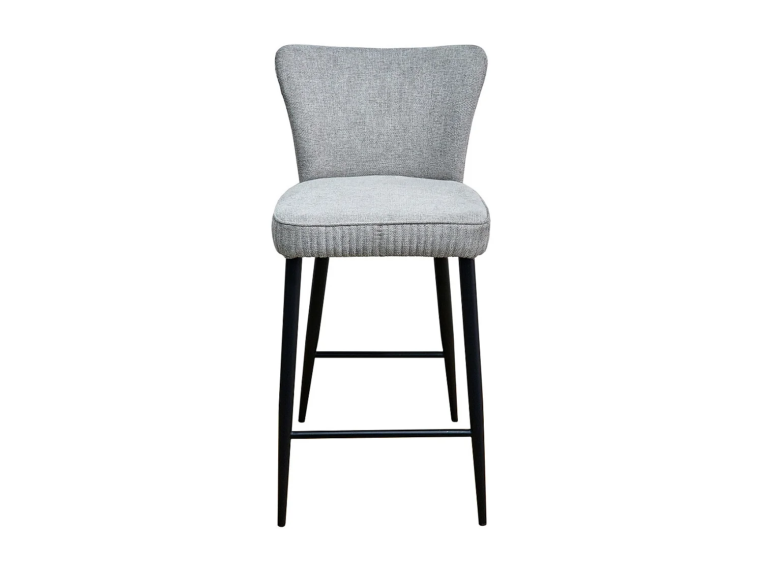MAURINE - Tabouret de Bar Tissu Gris Clair Chiné Pieds Métal Noir Mat