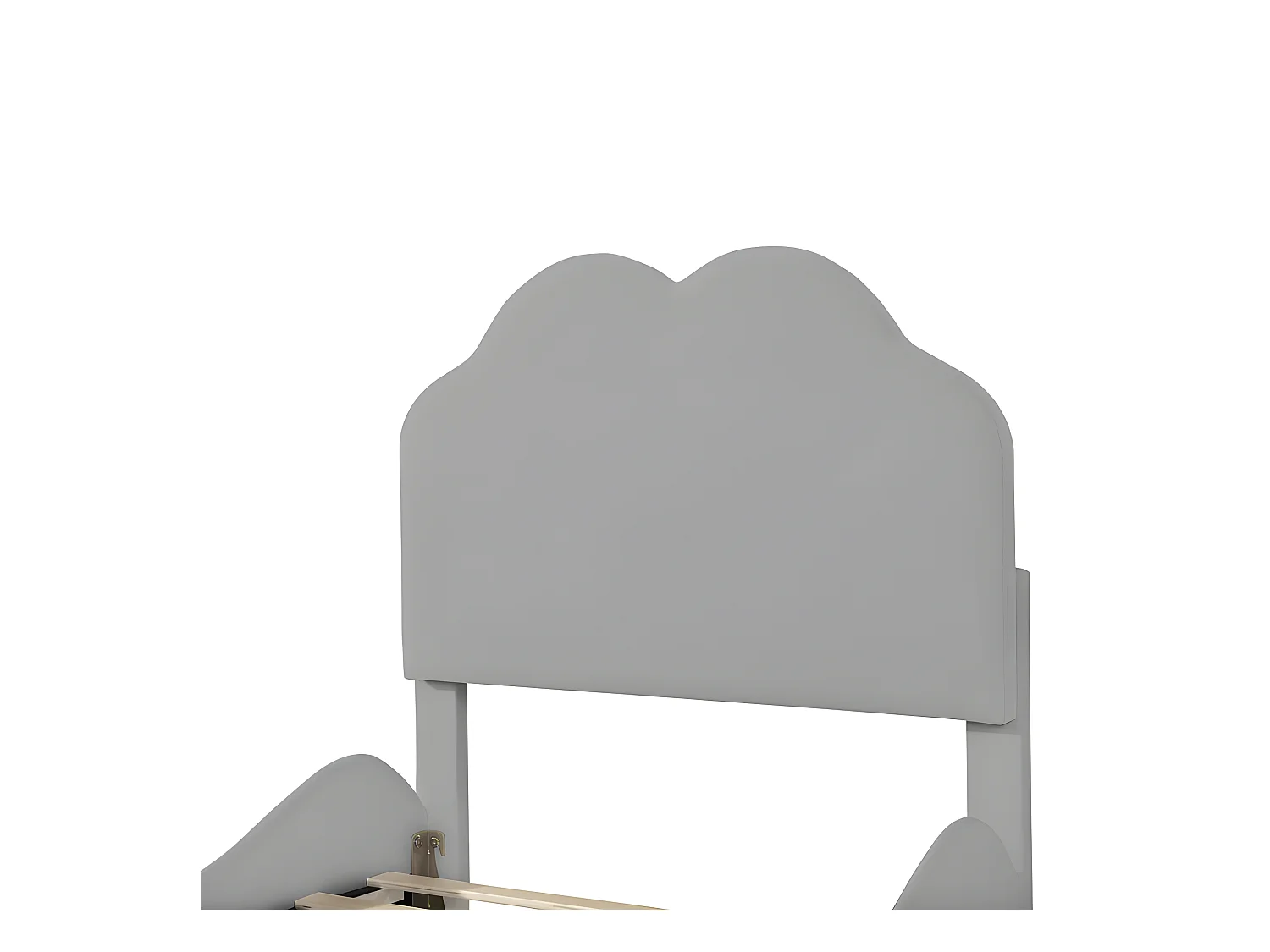 Lit enfant rembourré en velours - 90x200cm - avec tête de lit en forme de nuage + sommier à lattes - Gris