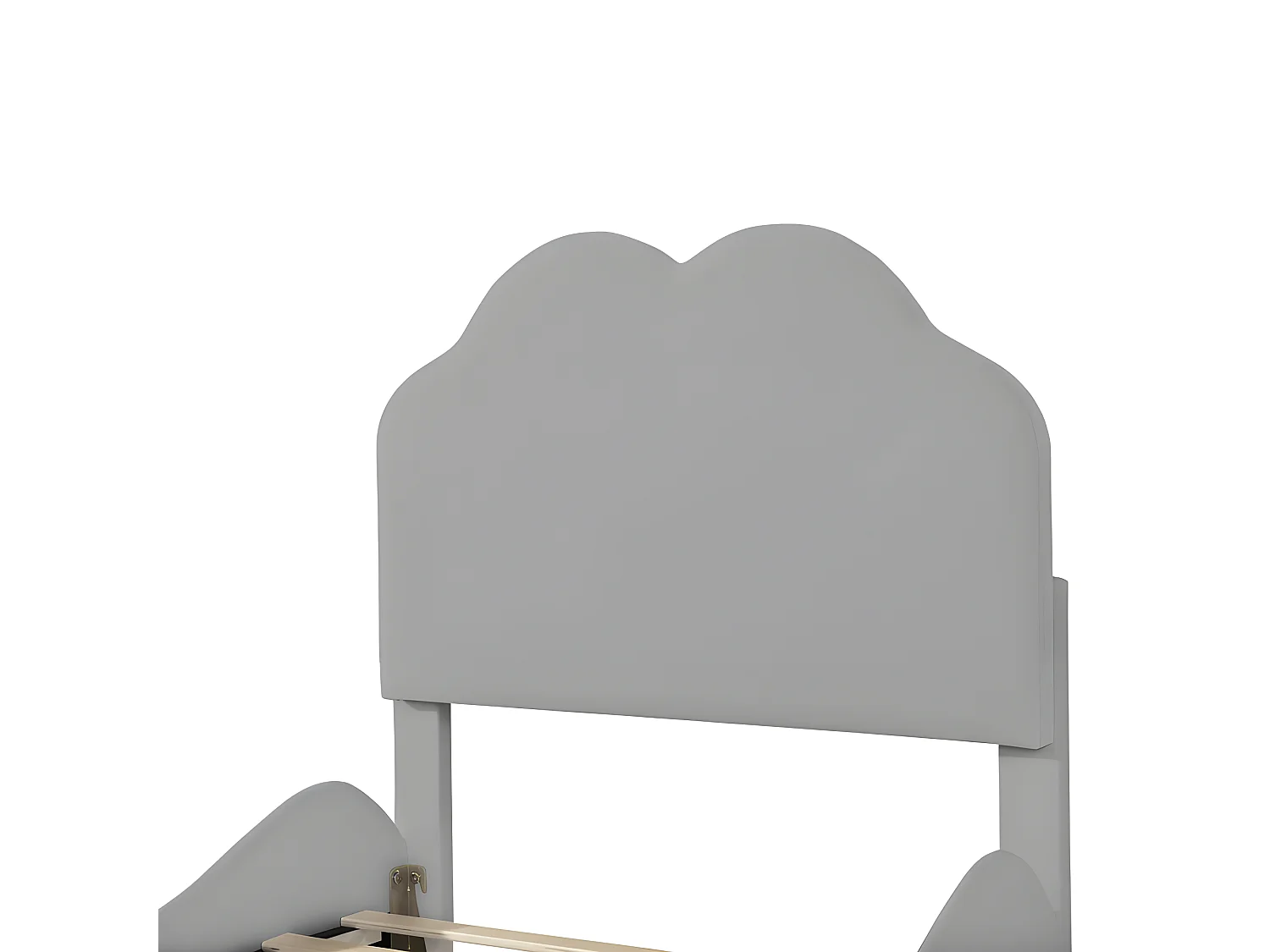 Letto per bambini imbottito in velluto - 90x200 cm - con testiera a nuvola + rete a doghe - Grigio