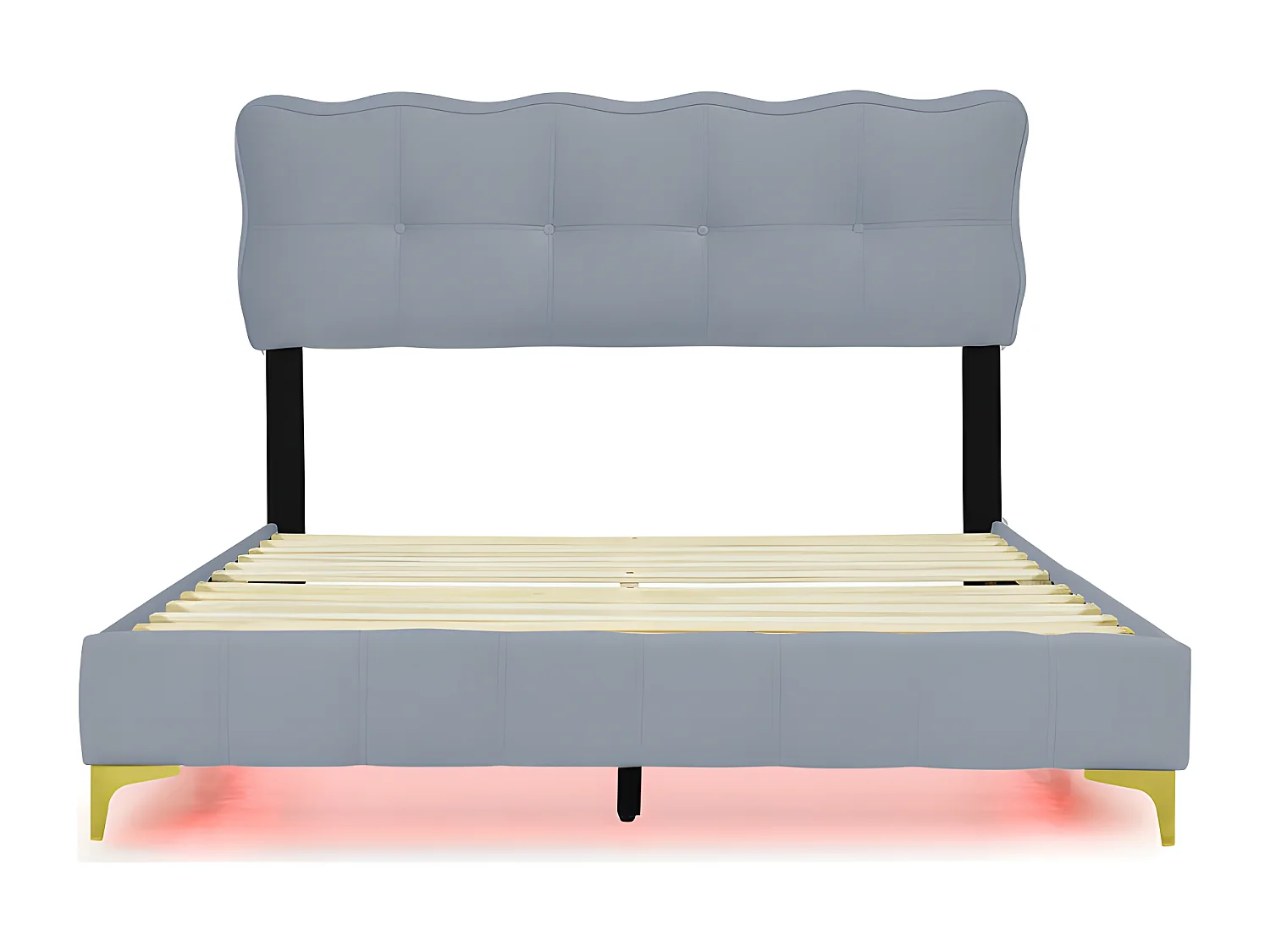 Letto in velluto 140x200 cm - con illuminazione LED e rete a doghe - Grigio
