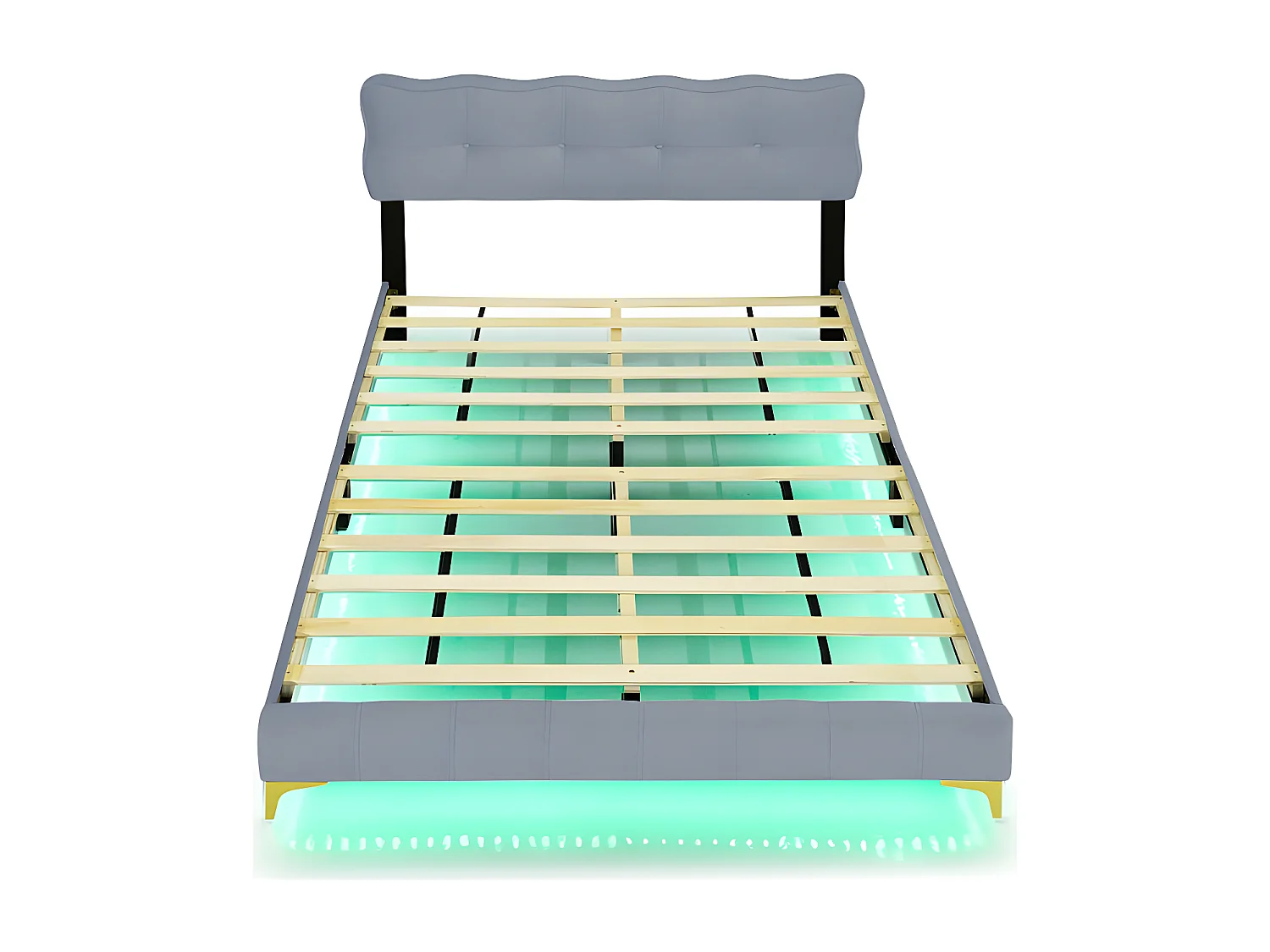 Letto in velluto 140x200 cm - con illuminazione LED e rete a doghe - Grigio