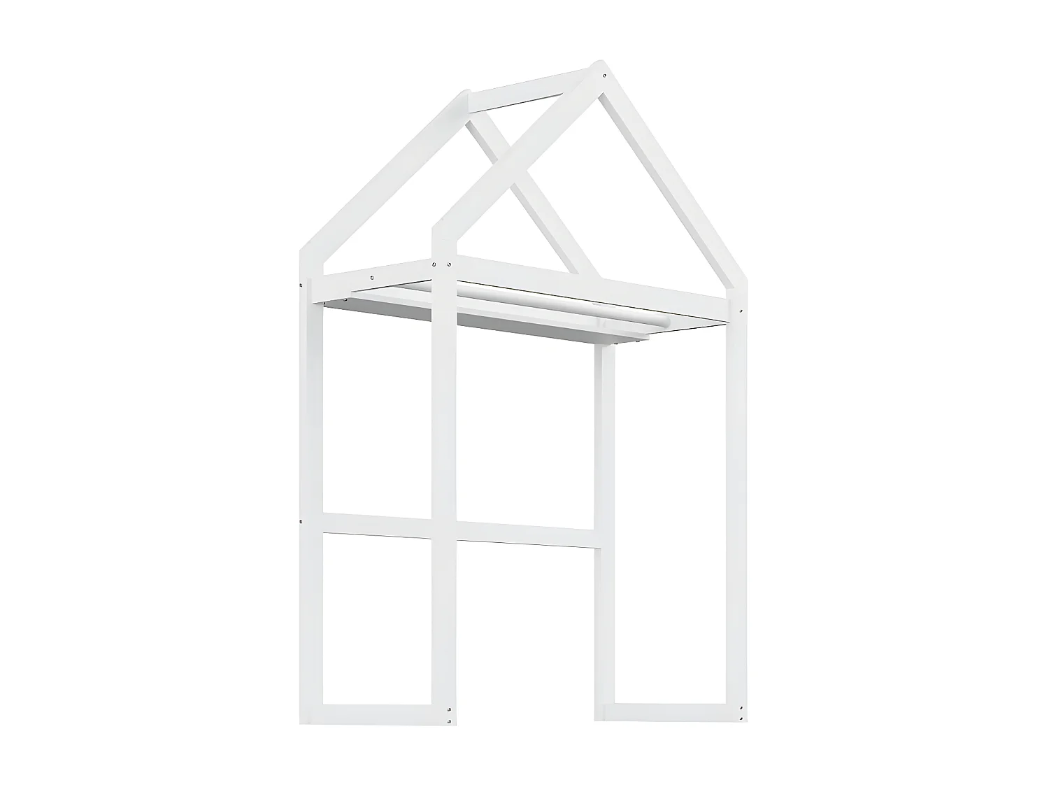 Cabine kinderbed 90x200cm in massief hout - met kledingroede - Wit