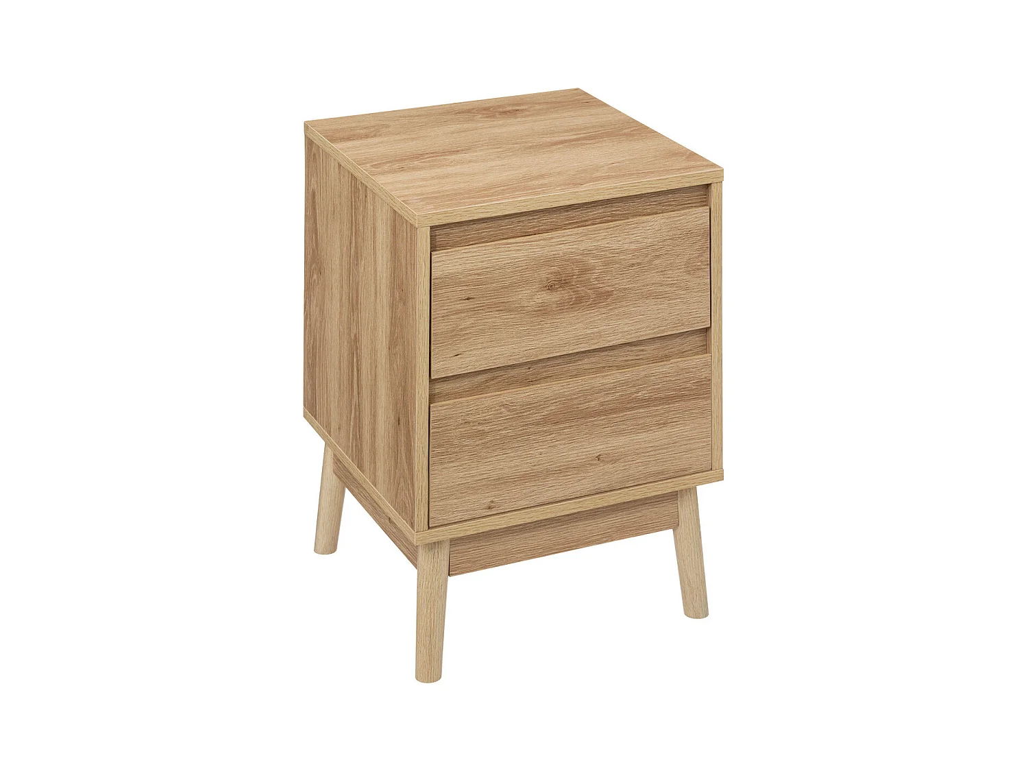 Table d'appoint Table de chevet 2 tiroirs Effet chêne naturel H 56 cm