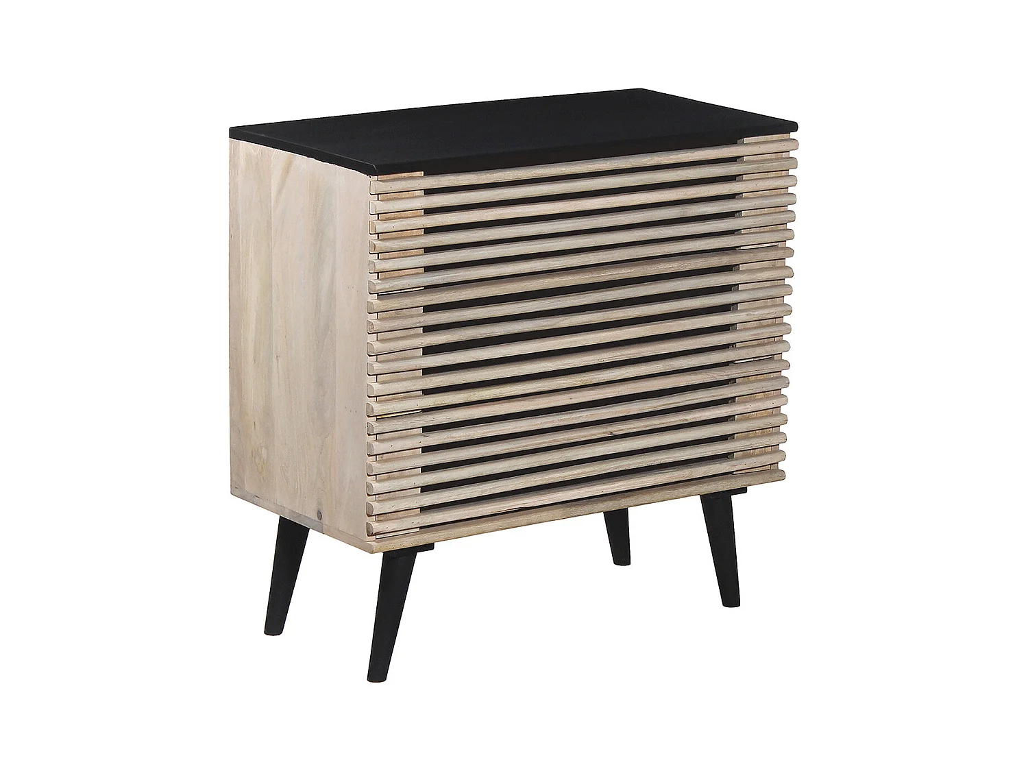 VENITIEN - Commode 3 Tiroirs en Manguier Massif et Noir Façades Ajourées
