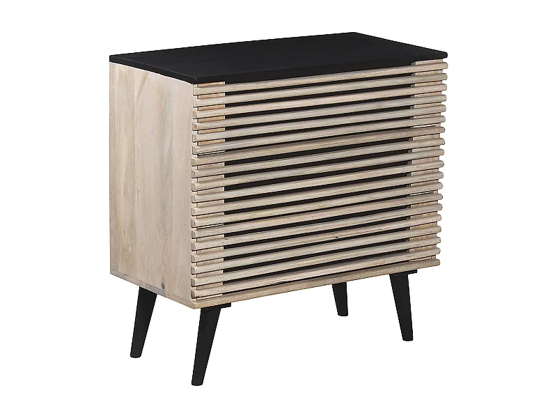 VENITIEN - Commode 3 Tiroirs en Manguier Massif et Noir Façades Ajourées