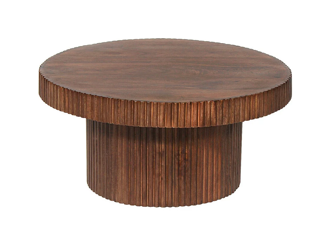 HUNTER - Table Basse en Manguier Massif Vernis Teinté Noyer