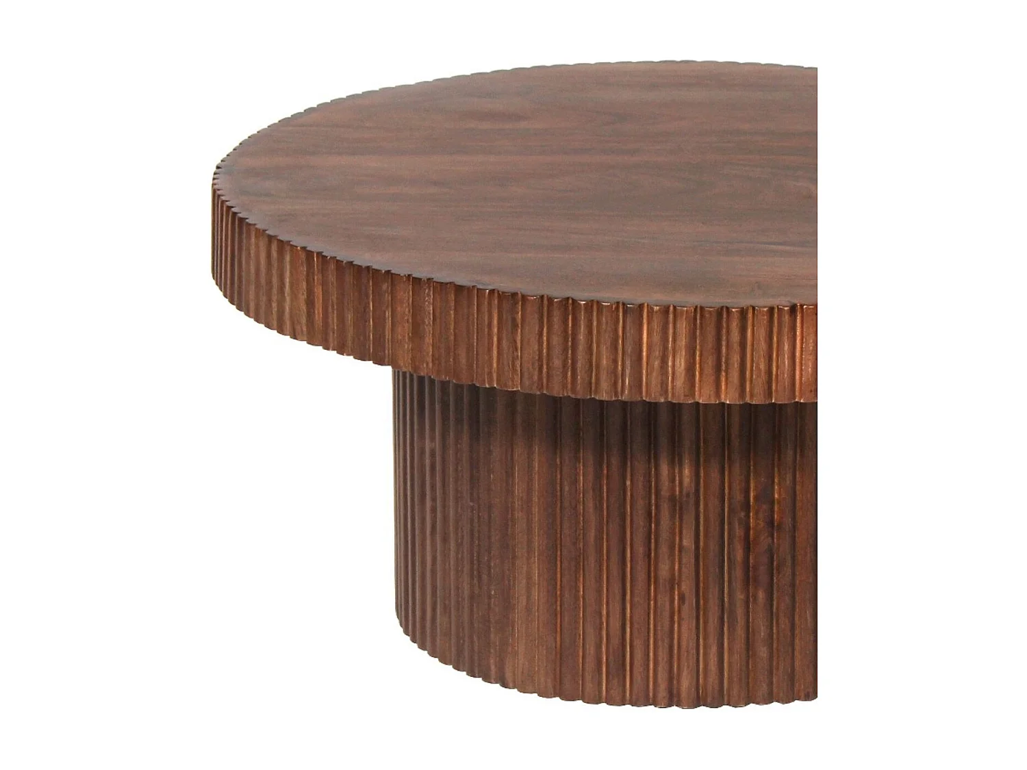 HUNTER - Table Basse en Manguier Massif Vernis Teinté Noyer