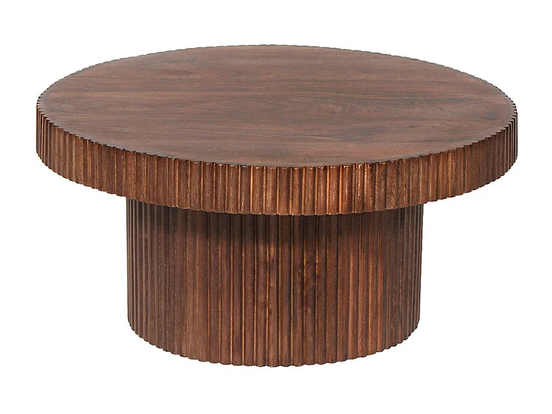 HUNTER - Table Basse en Manguier Massif Vernis Teinté Noyer