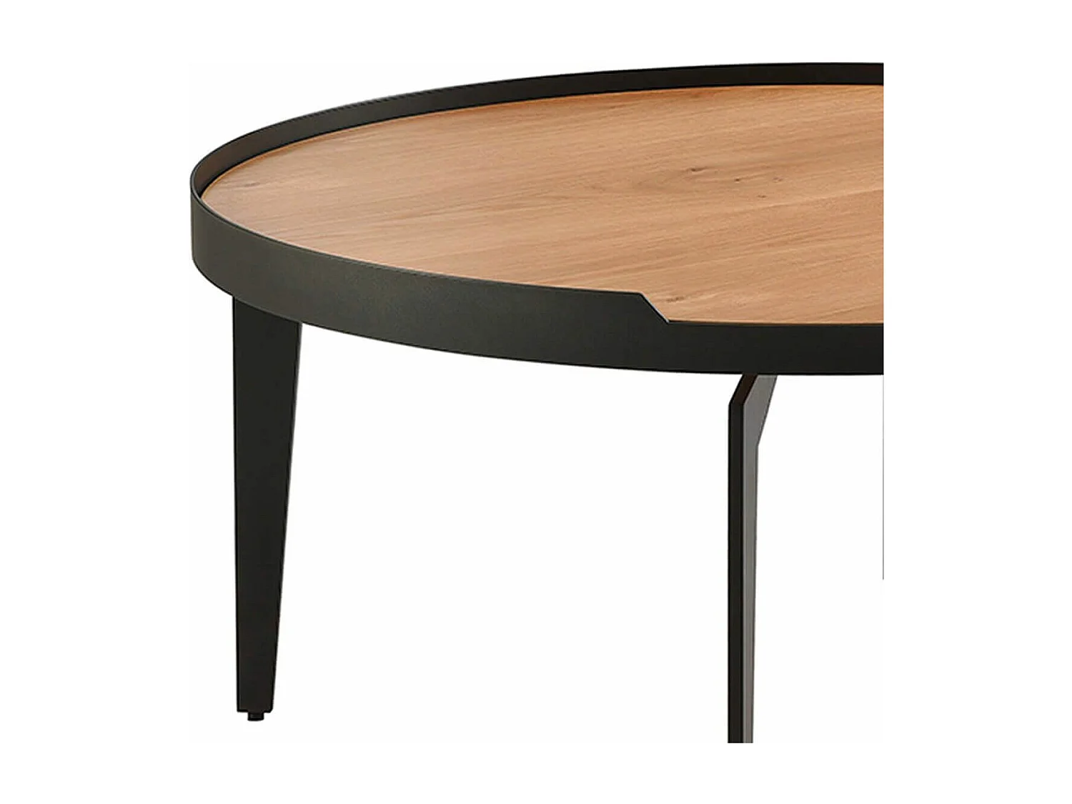 FLECHER - Table Basse Plaquée Chêne Cadre Métal Gris Antrhacite