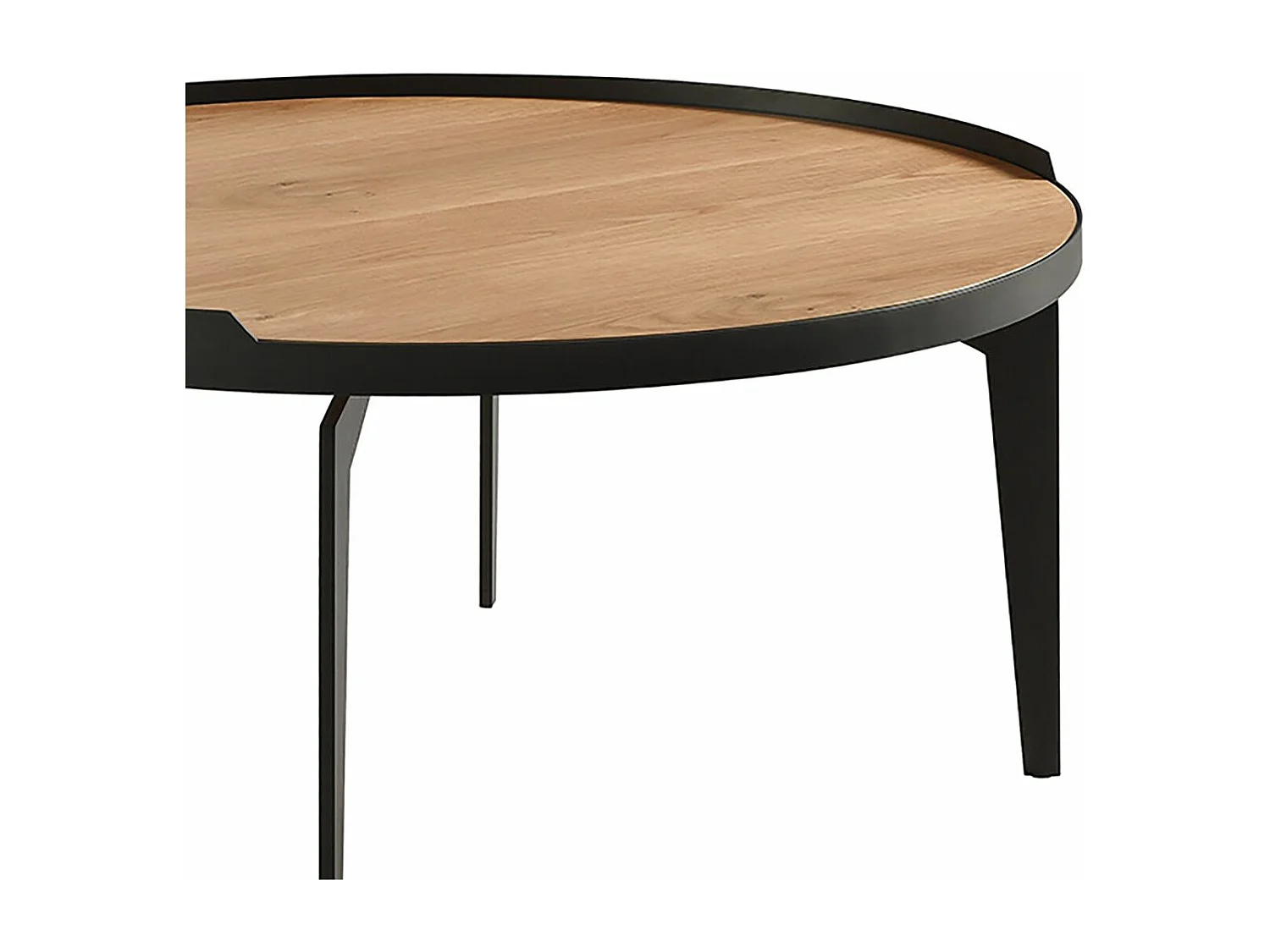 FLECHER - Table Basse Plaquée Chêne Cadre Métal Gris Antrhacite