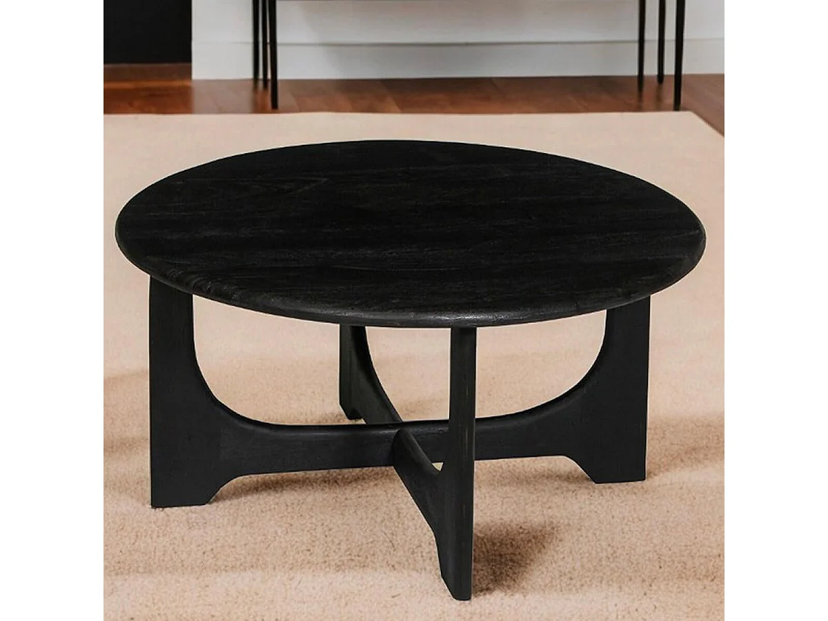 BECKETT - Table Basse en Acacia Massif Vernis teinté Noir
