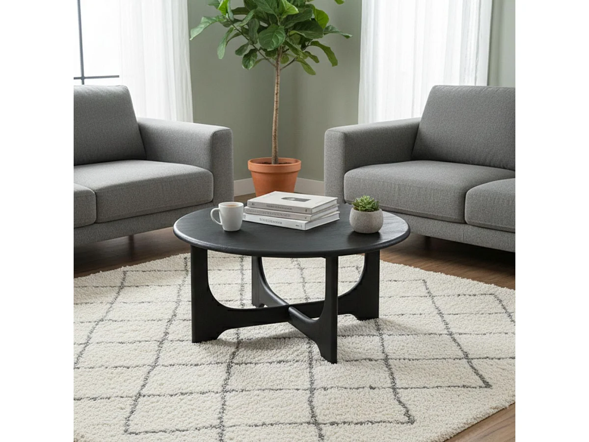 BECKETT - Table Basse en Acacia Massif Vernis teinté Noir