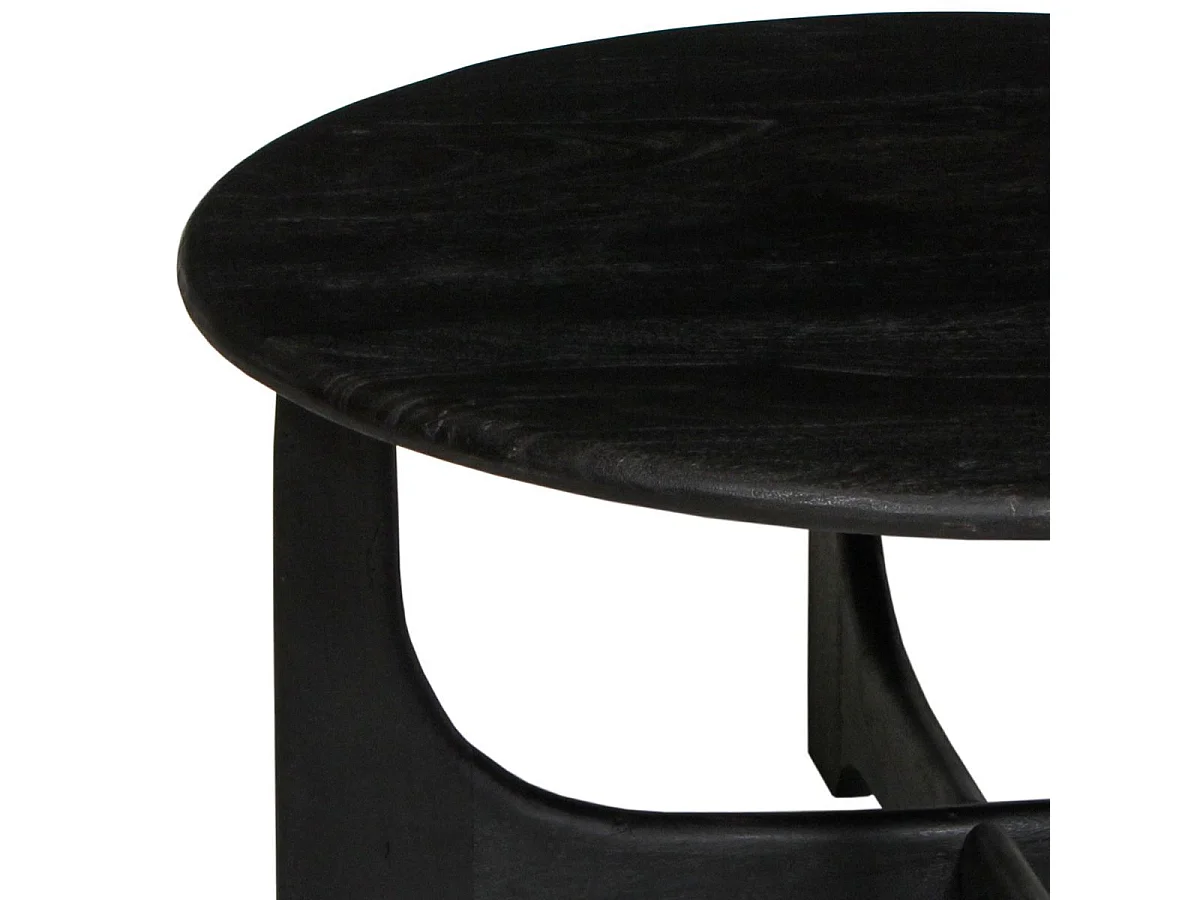 BECKETT - Table Basse en Acacia Massif Vernis teinté Noir