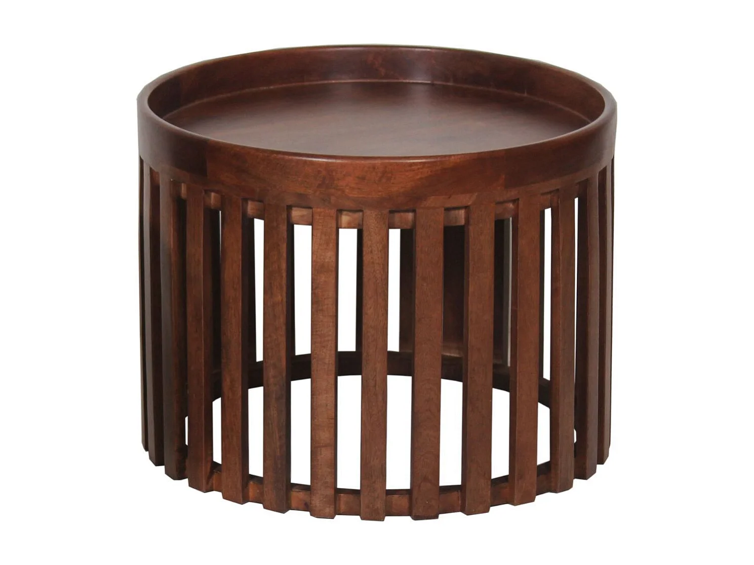 HARPER - Lot de 2 Tables en Manguier Massif Vernis Teinté Noyer