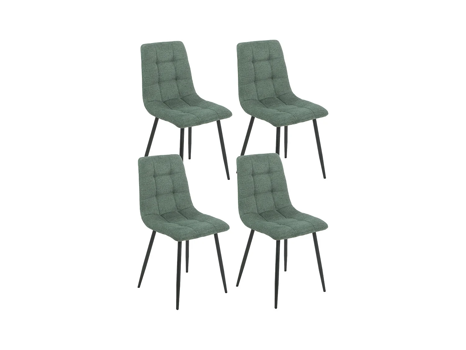 ERNEST - Lot de 4 Chaises Tissu Vert Pieds Métal Gris Anthracite