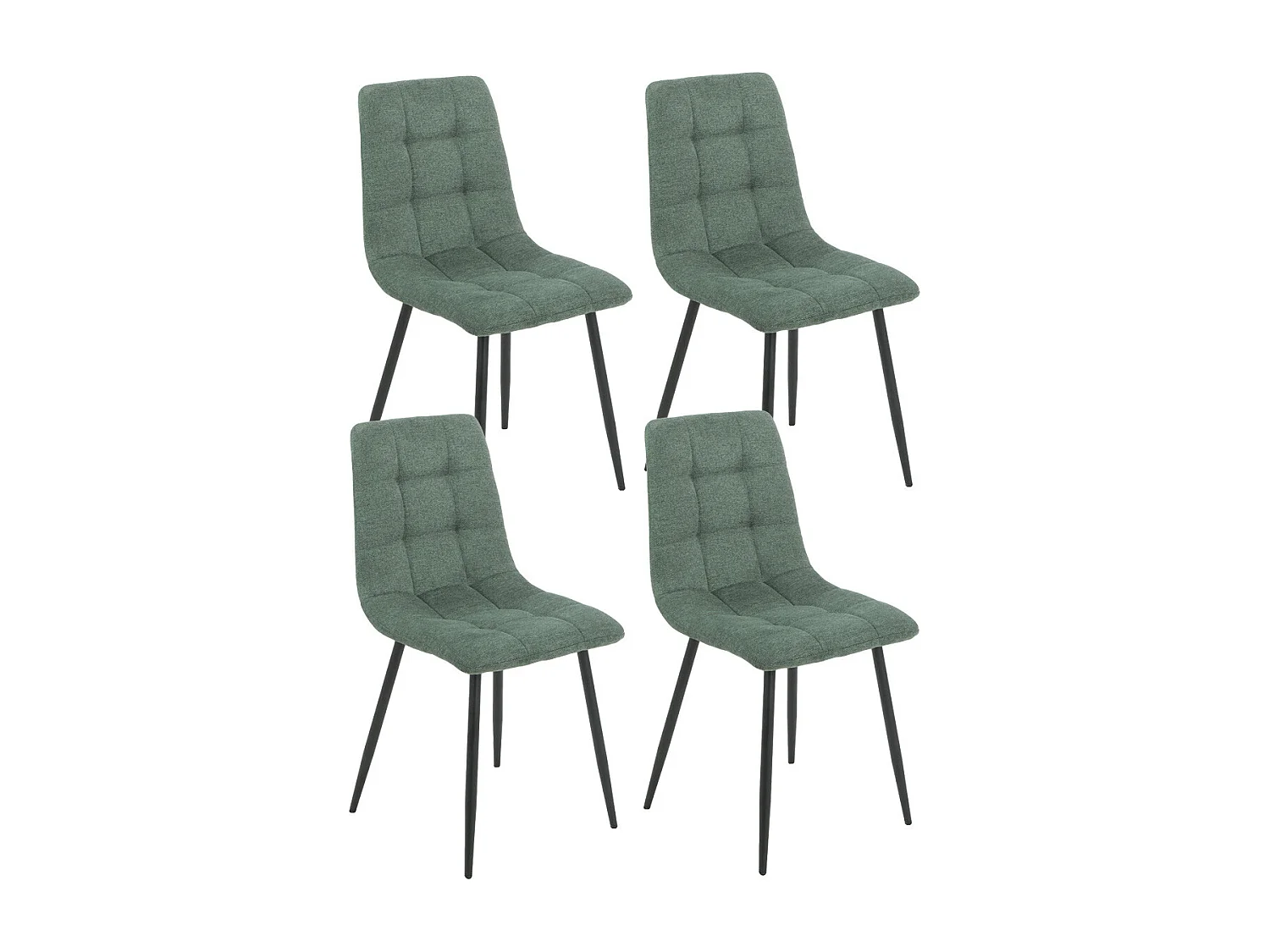 ERNEST - Lot de 4 Chaises Tissu Vert Pieds Métal Gris Anthracite