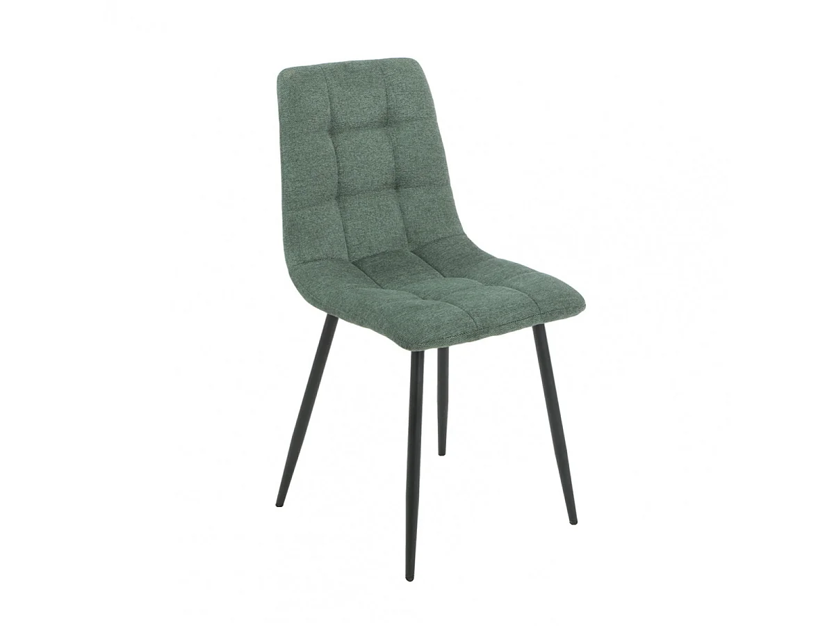 ERNEST - Lot de 4 Chaises Tissu Vert Pieds Métal Gris Anthracite