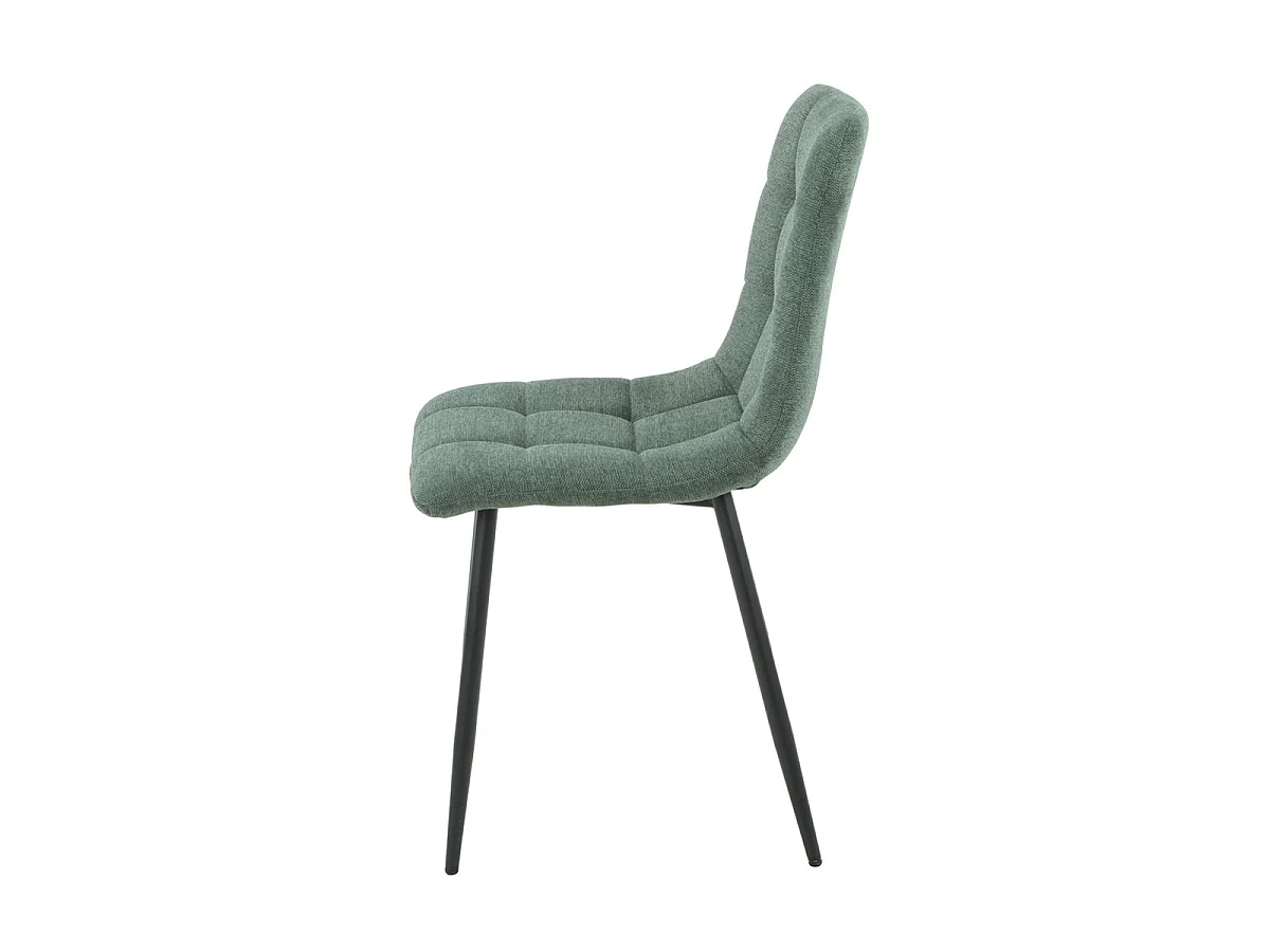 ERNEST - Lot de 4 Chaises Tissu Vert Pieds Métal Gris Anthracite