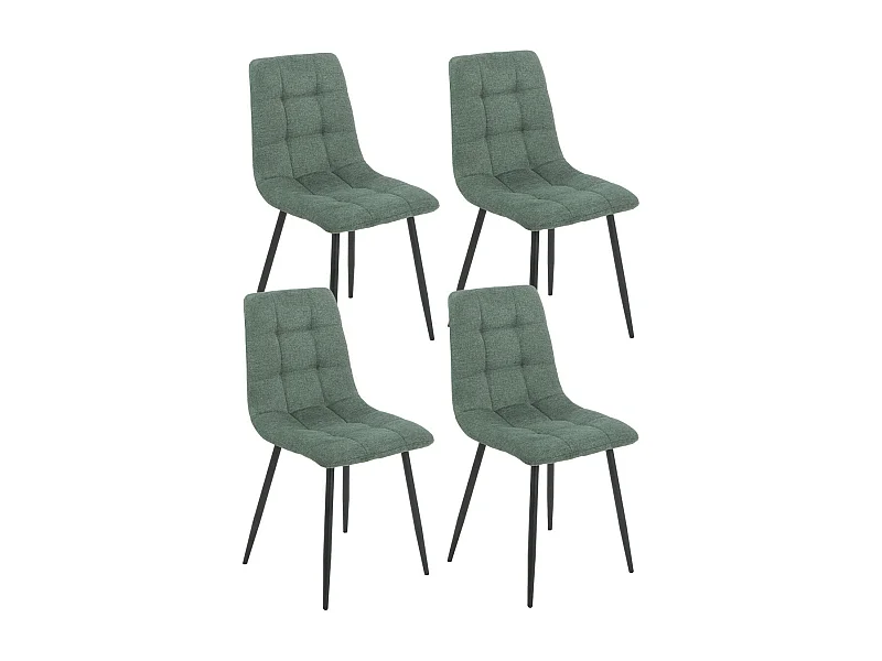 ERNEST - Lot de 4 Chaises Tissu Vert Pieds Métal Gris Anthracite