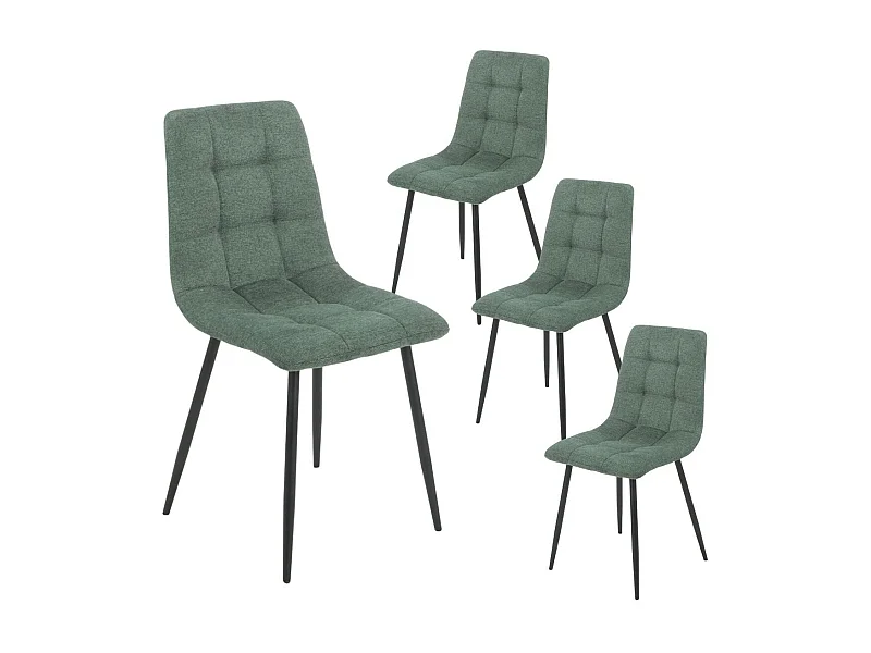 ERNEST - Lot de 4 Chaises Tissu Vert Pieds Métal Gris Anthracite