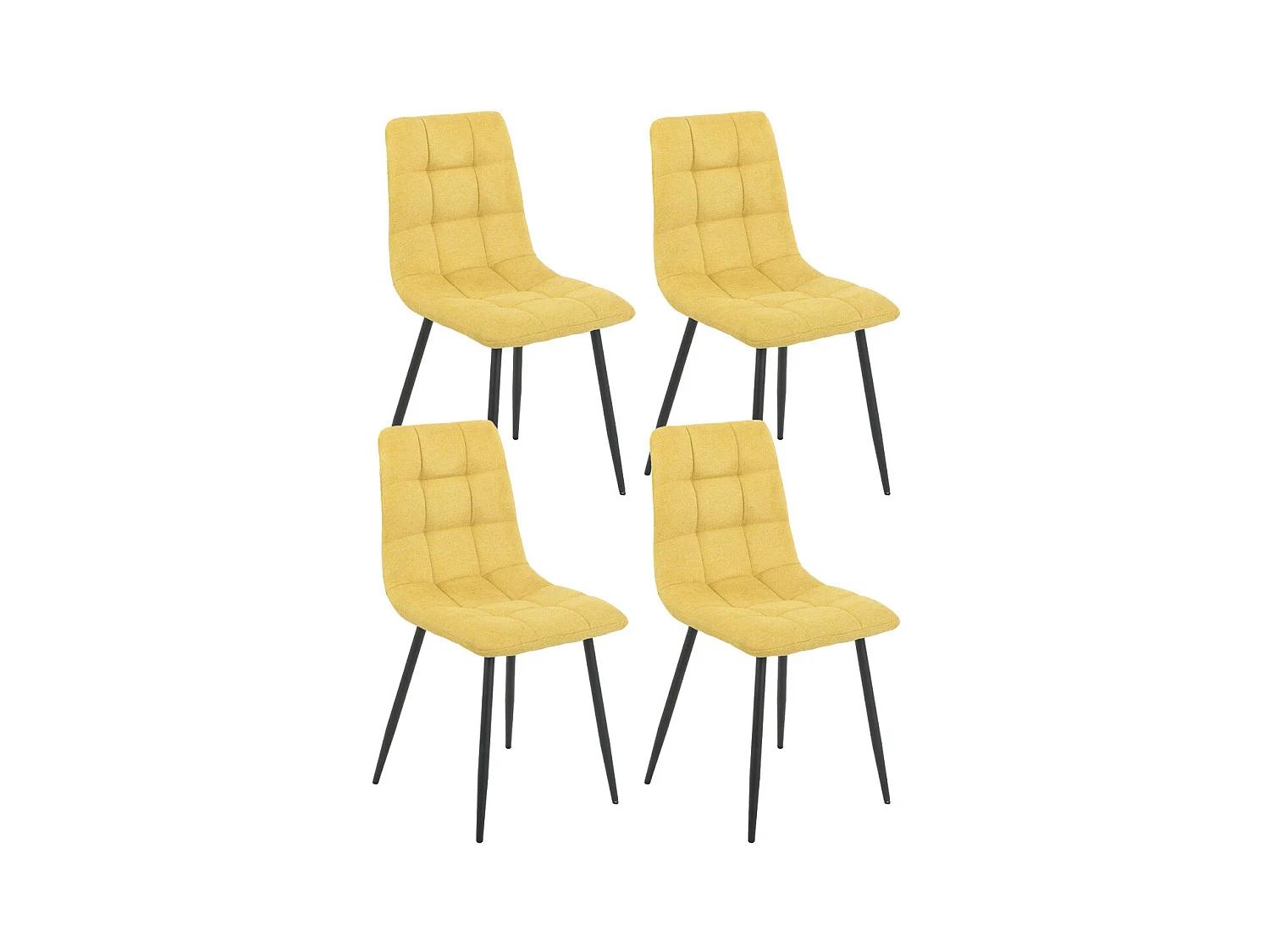 ERNEST - Lot de 4 Chaises Tissu Jaune Pieds Métal Gris Anthracite
