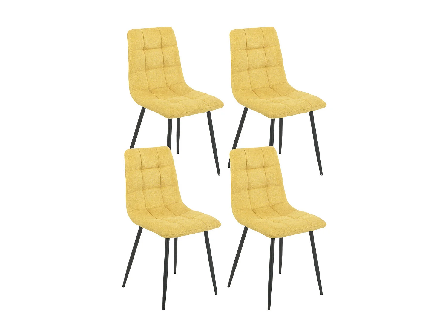ERNEST - Lot de 4 Chaises Tissu Jaune Pieds Métal Gris Anthracite