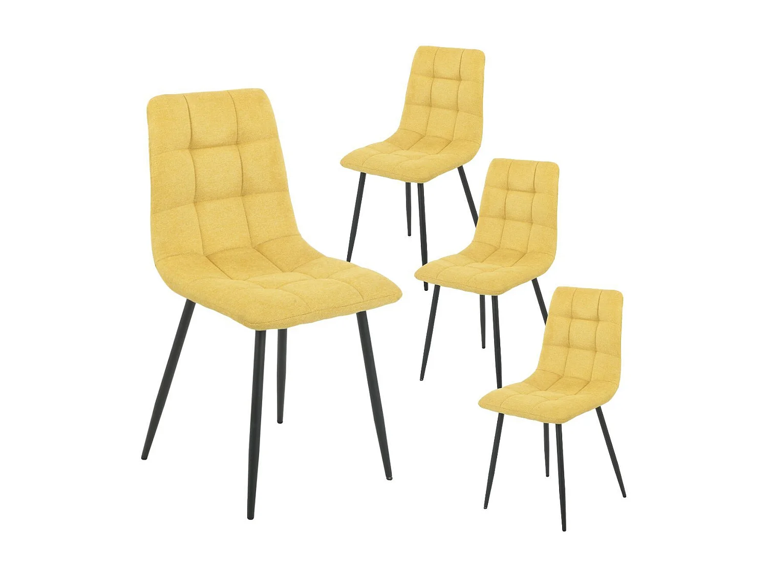 ERNEST - Lot de 4 Chaises Tissu Jaune Pieds Métal Gris Anthracite