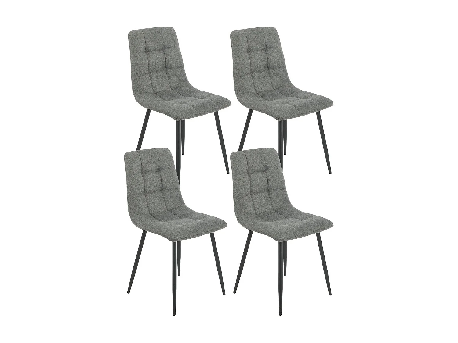 ERNEST - Lot de 4 Chaises Tissu Gris Pieds Métal Gris Anthracite