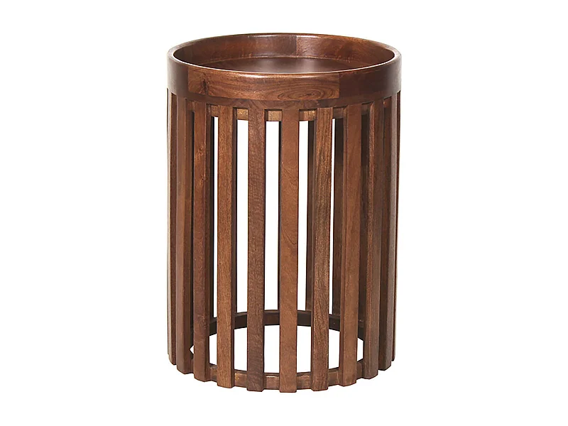 HARPER - Bout de Canapé en Manguier Massif Vernis Teinté Noyer