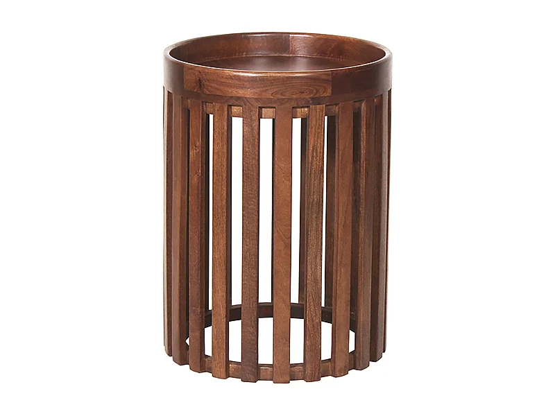 HARPER - Bout de Canapé en Manguier Massif Vernis Teinté Noyer