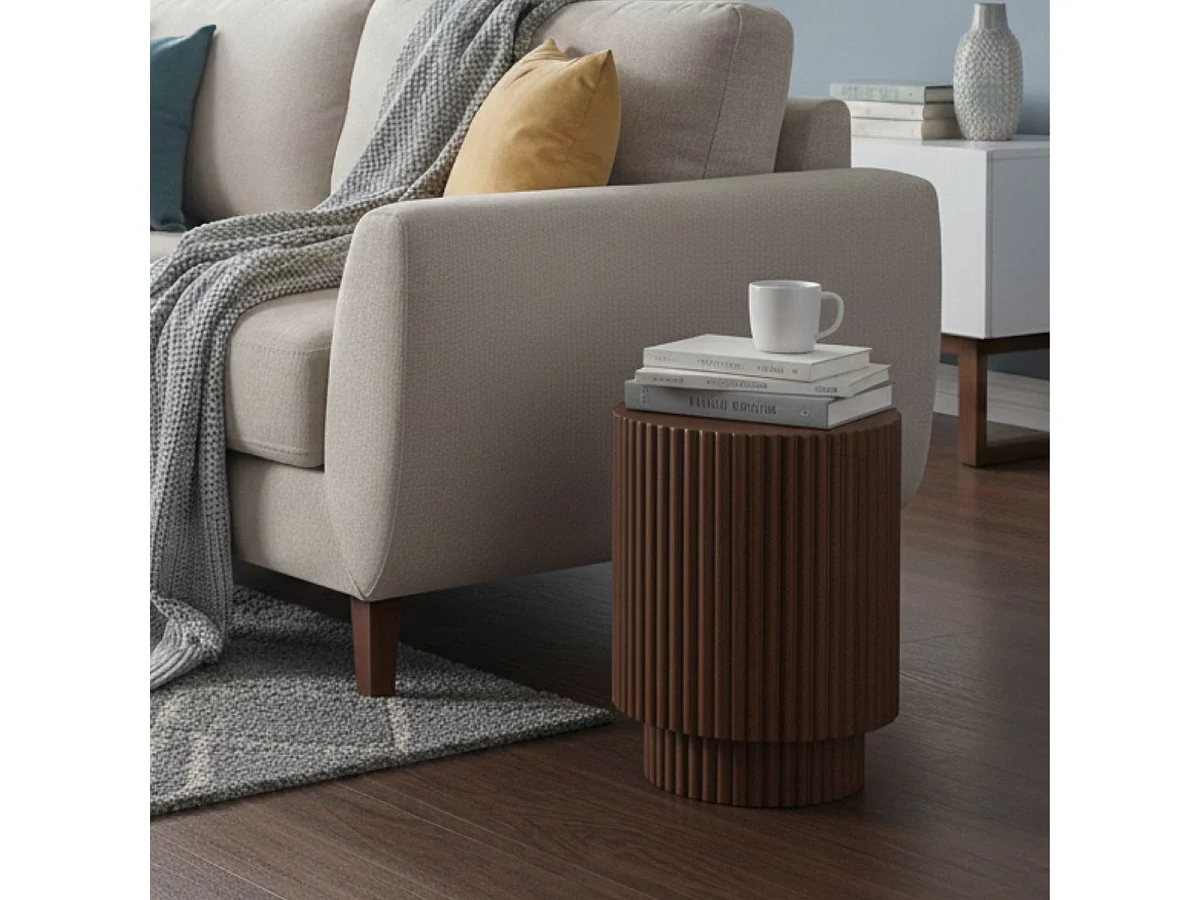 HUNTER - Bout de Canapé en Manguier Massif Vernis Teinté Noyer