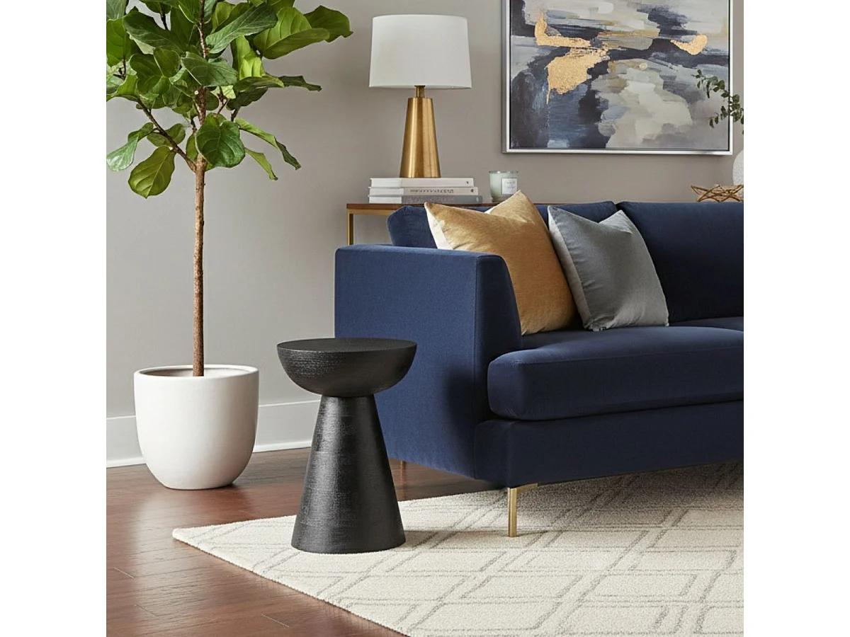 WILDER - Bout de Canapé en Manguier Massif Teinté Noir