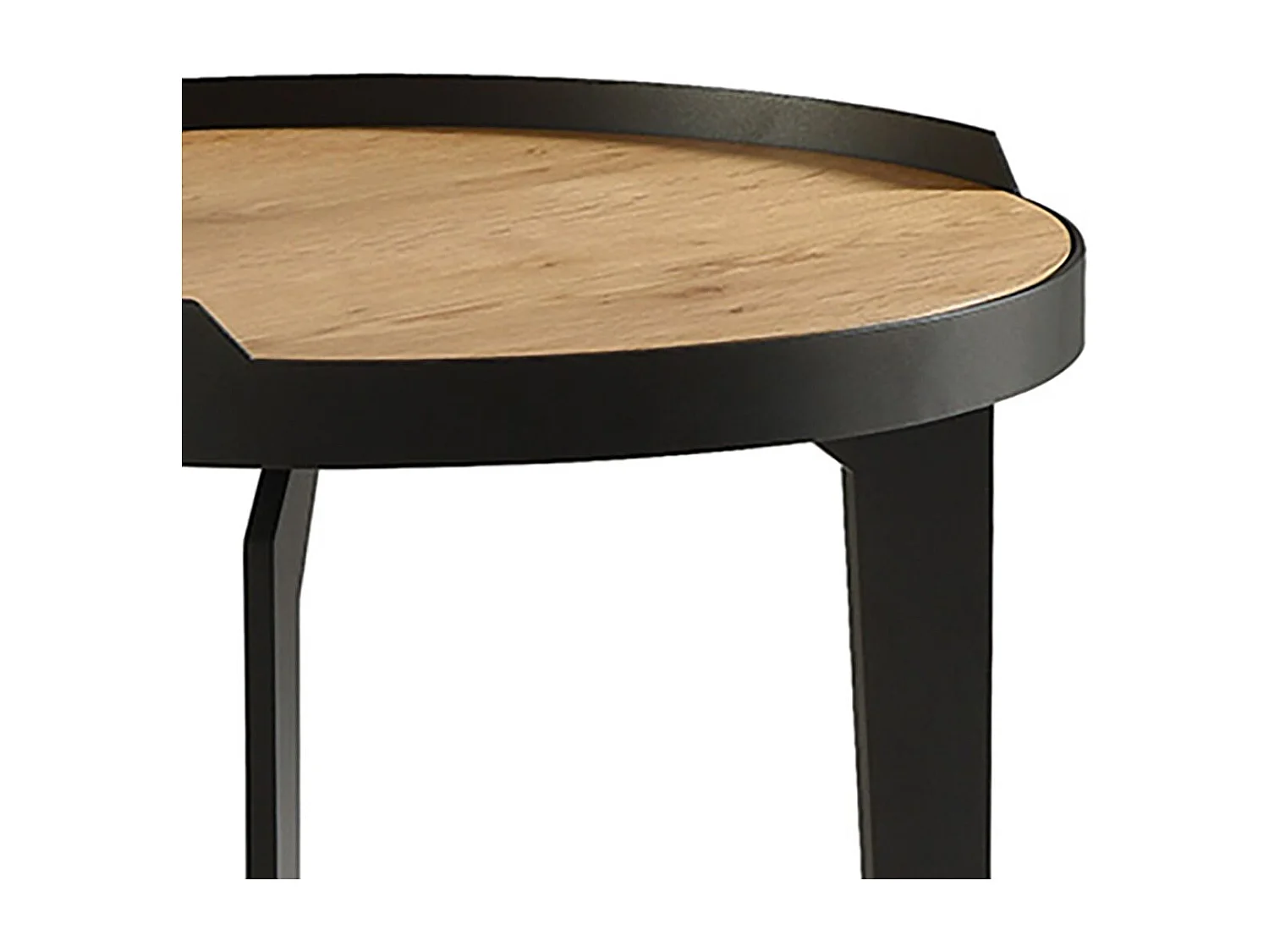 FLECHER - Bout de Canapé Plaqué Chêne Cadre Métal Gris Antrhacite