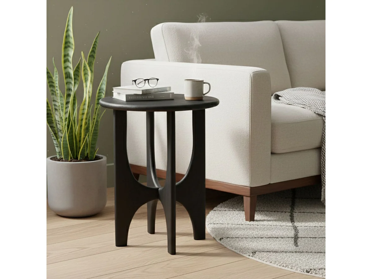 BECKETT - Bout de Canapé en Acacia Massif Vernis teinté Noir