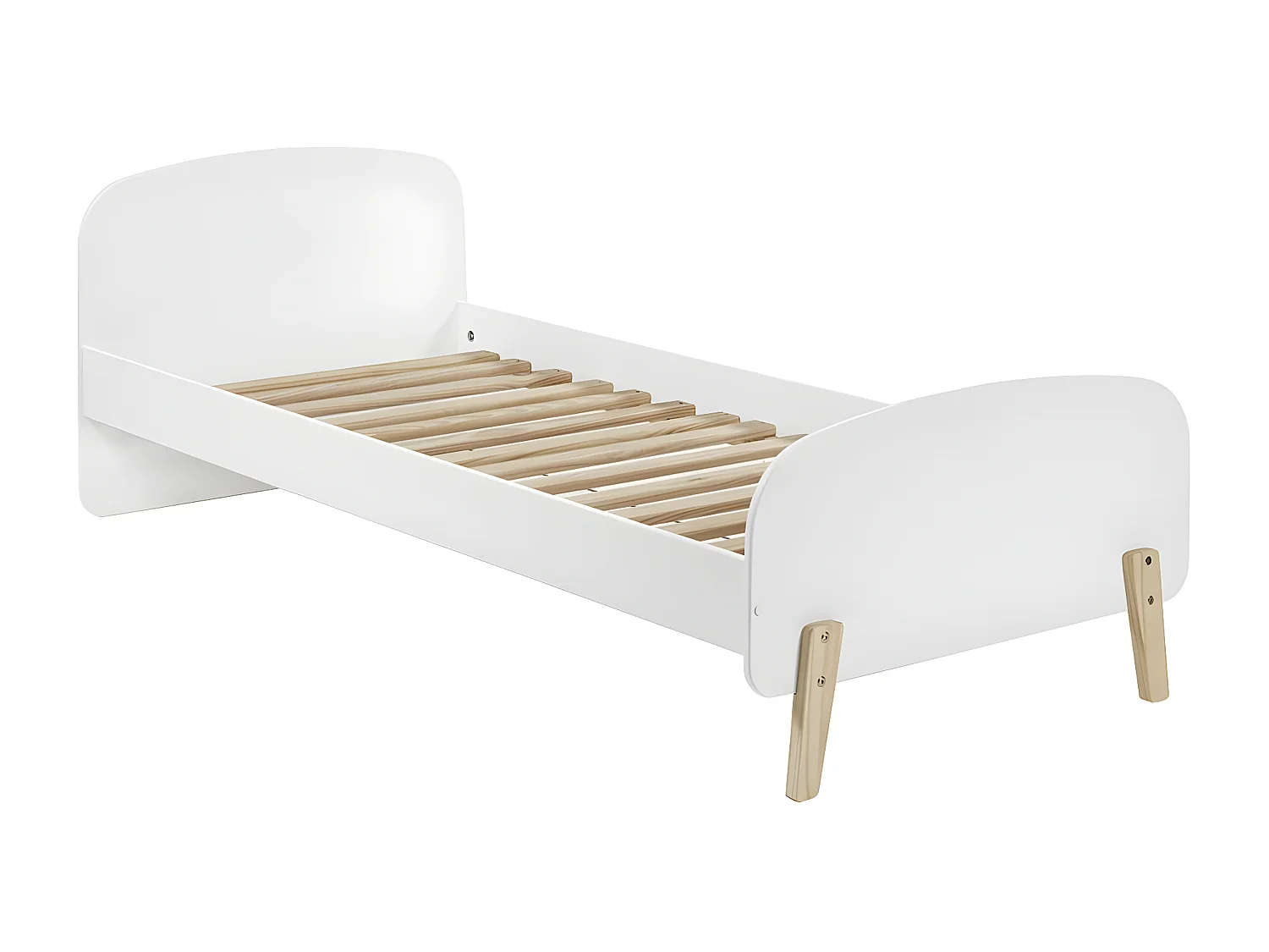 BODHI WHITE - Pack Lit 90x200cm + Chevet 1 Porte Blanc