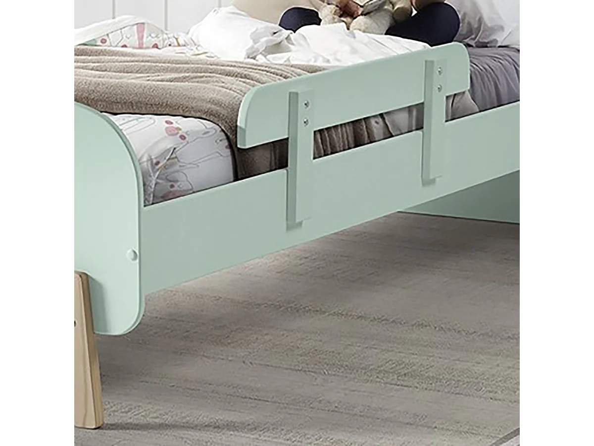 BODHI MINT - Lit 90x200cm avec Barrière de Lit + Chevet