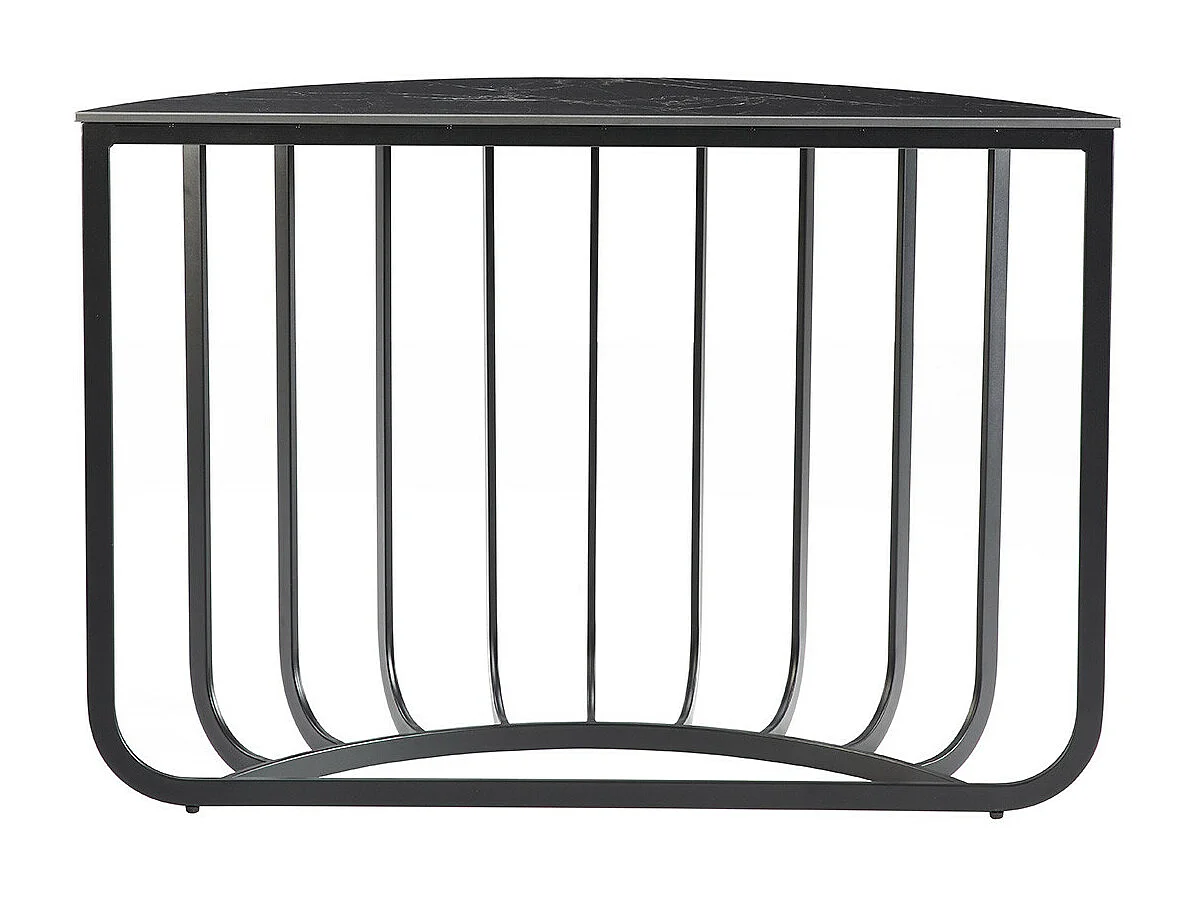 KLODIE - Console Demi-Lune Plateau Céramique Marbré Cadre Métal Gris Anthracite