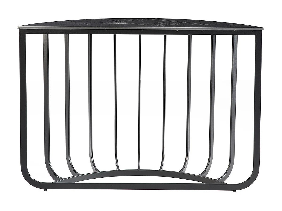 KLODIE - Console Demi-Lune Plateau Céramique Marbré Cadre Métal Gris Anthracite