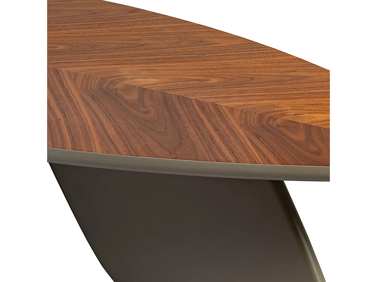 OJA - Table Basse Plateau Plaquage Noyer Pieds Laqué Kaki Mat