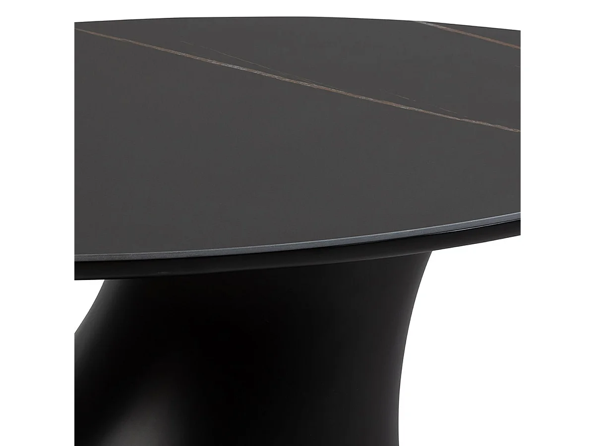 MAALA - Table Basse Noire Plateau Céramique Marbré Pied en ABS