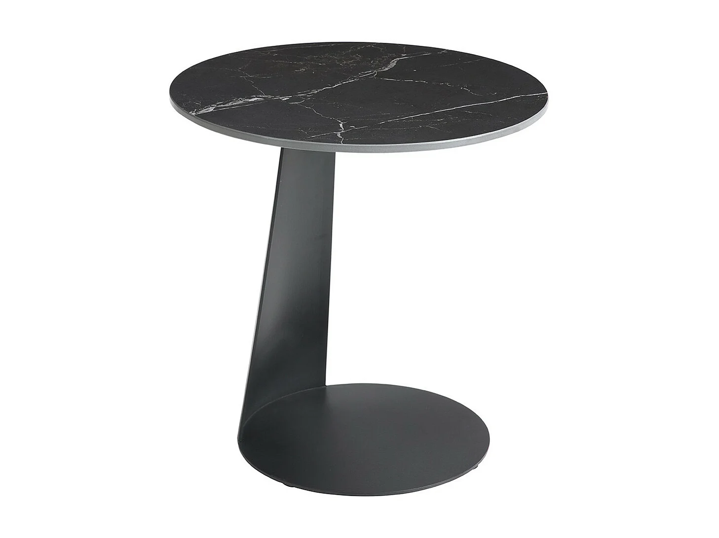 DOMIA - Tables Gigogne Plateaux Céramique Marbré Noir Pieds Métal Noir Mat