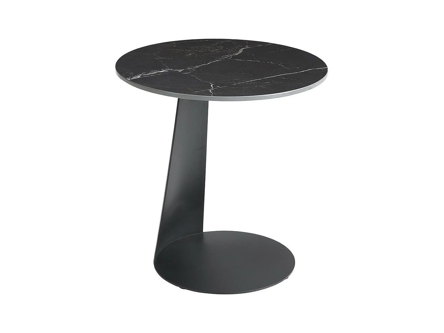 DOMIA - Tables Gigogne Plateaux Céramique Marbré Noir Pieds Métal Noir Mat
